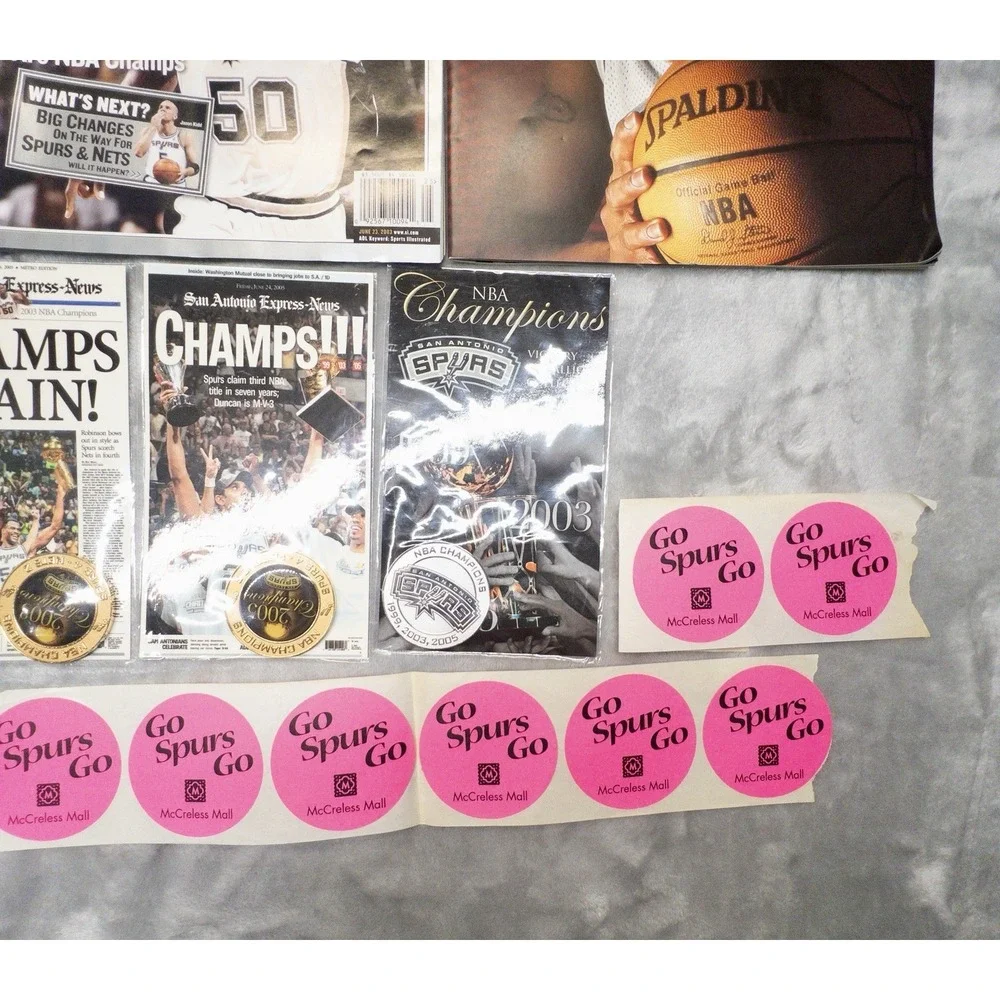 San Antonio Spurs Sports Memorabilia Championship Coins Magazines Stickers